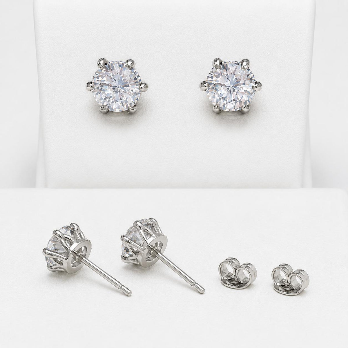 Aretes solitario silver con circonia